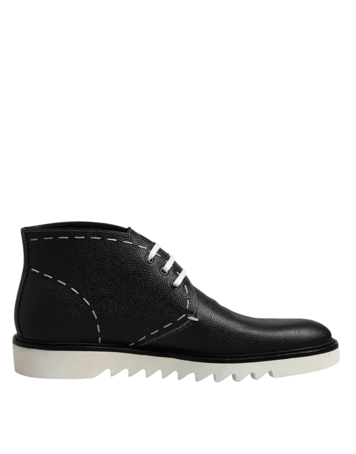 Dolce &amp; Gabbana Schwarz Weiß Leder Stiefeletten Schuhe