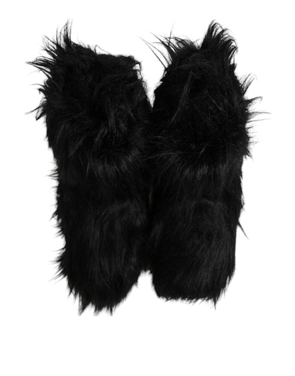 Dolce &amp; Gabbana – Wadenhohe Stiefel aus Kunstpelz in Schwarz