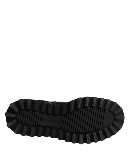 Dolce &amp; Gabbana – Schwarze Stiefeletten aus Leder mit Logo und Schnürung