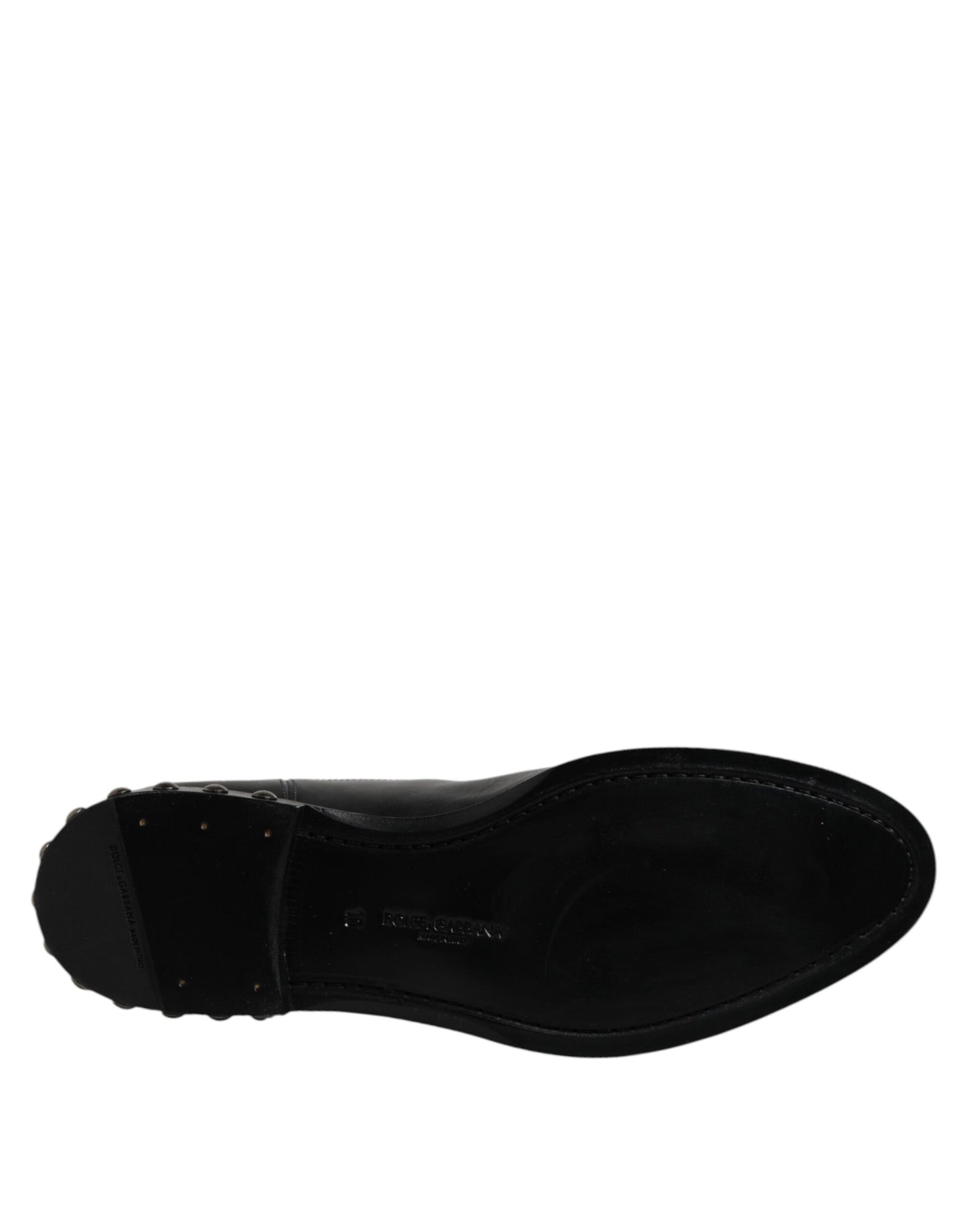 Dolce &amp; Gabbana – Schwarze Stiefeletten aus Leder mit Logo und Nieten