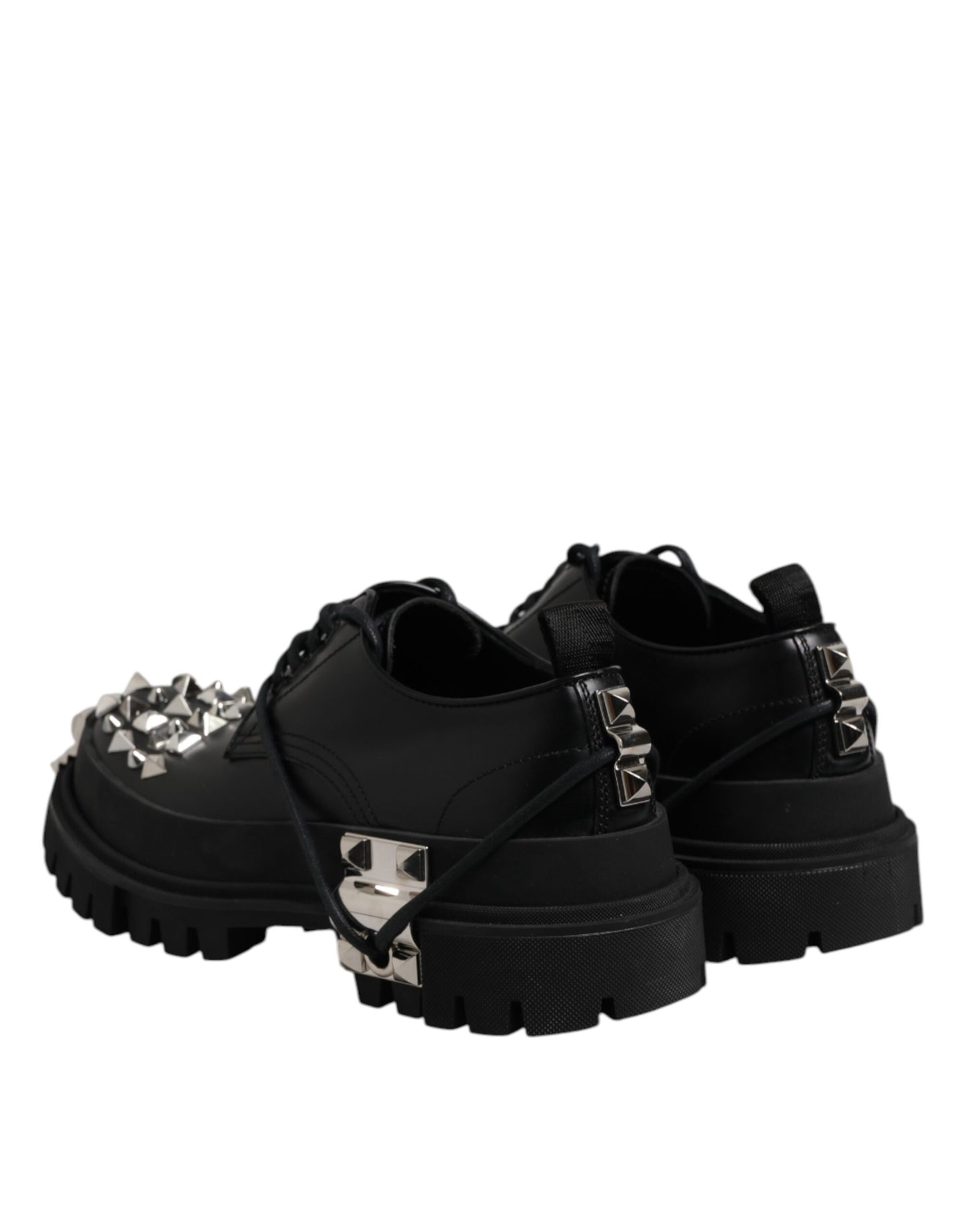Dolce &amp; Gabbana – Trekking-Derby-Schuhe aus schwarzem Leder mit Verzierung