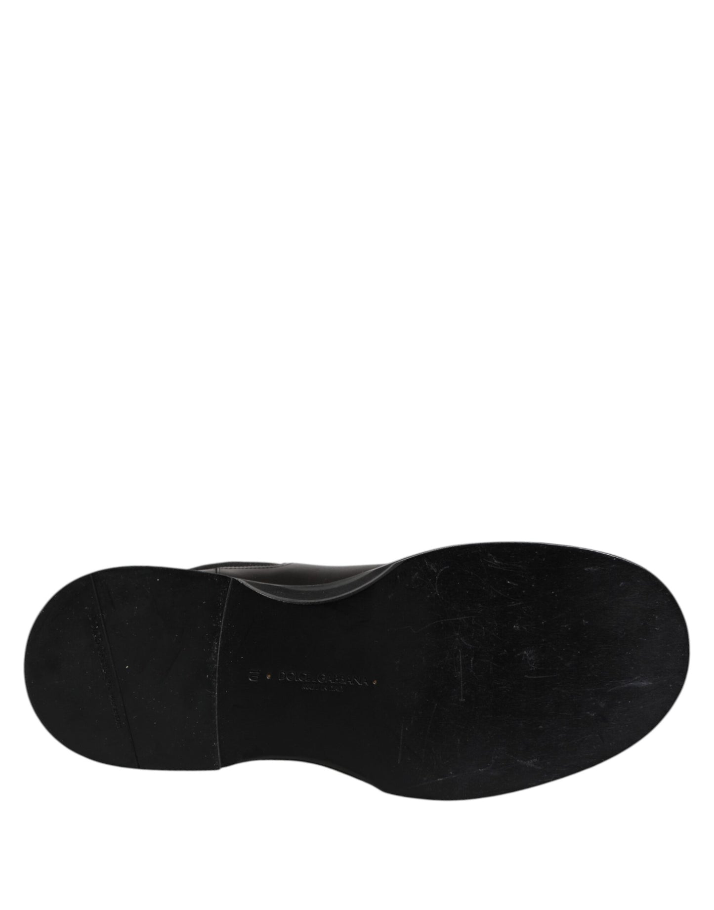 Dolce &amp; Gabbana – Schwarze, wadenlange Lederstiefel mit flacher Sohle