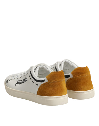 Dolce &amp; Gabbana MILANO Low Top Sneakers aus weißem Leder