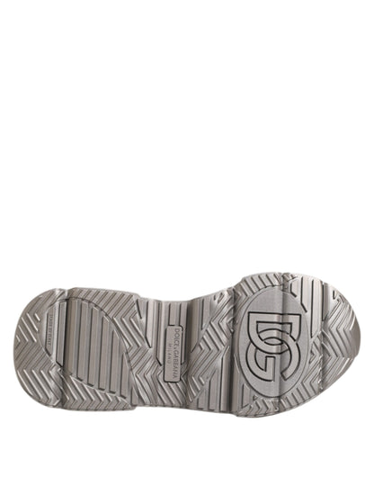 Dolce &amp; Gabbana Silber DAYMASTER Leder Herren Sneakers Schuhe