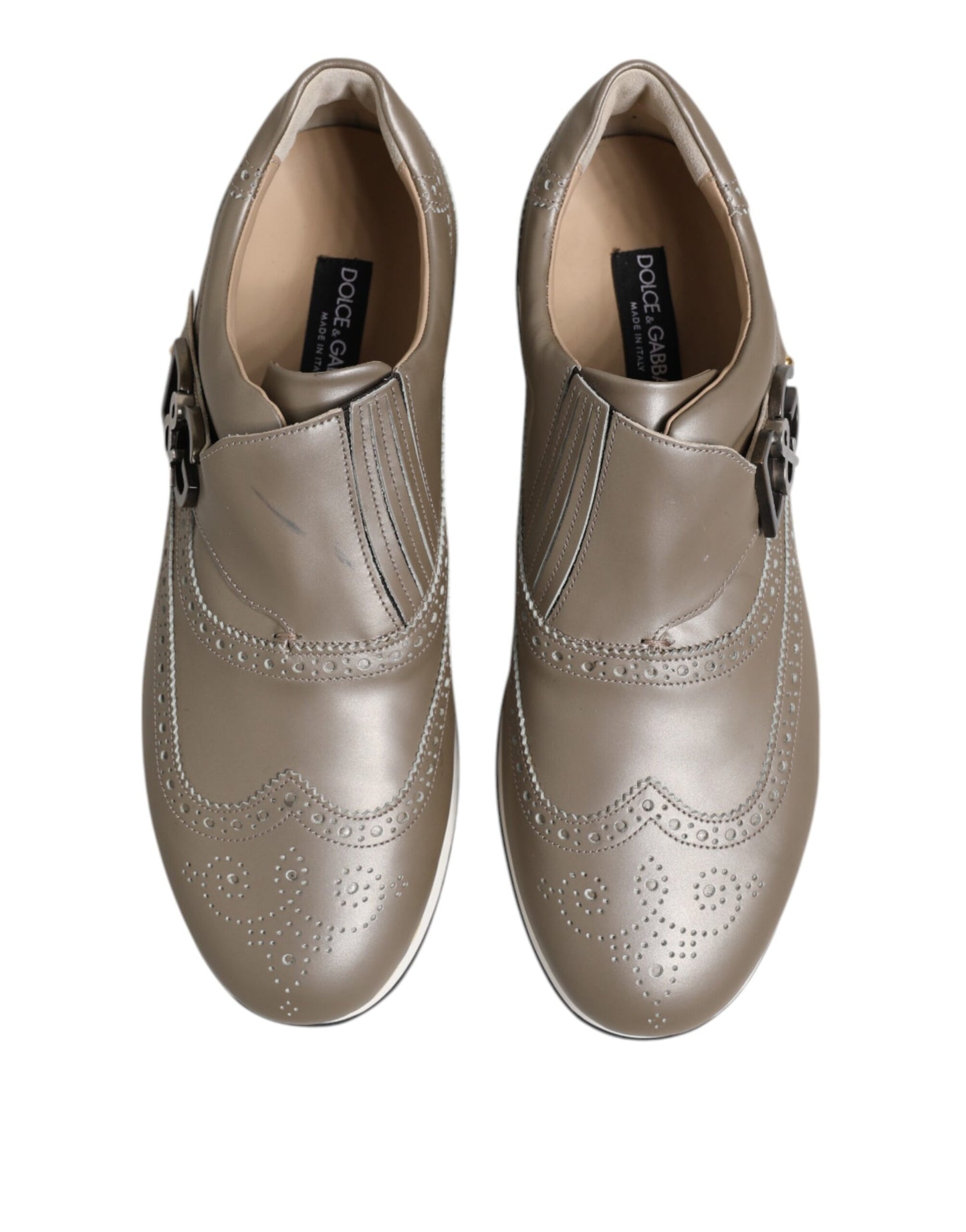 Dolce &amp; Gabbana Braune Leder Herren Low Top Sneakers Schuhe