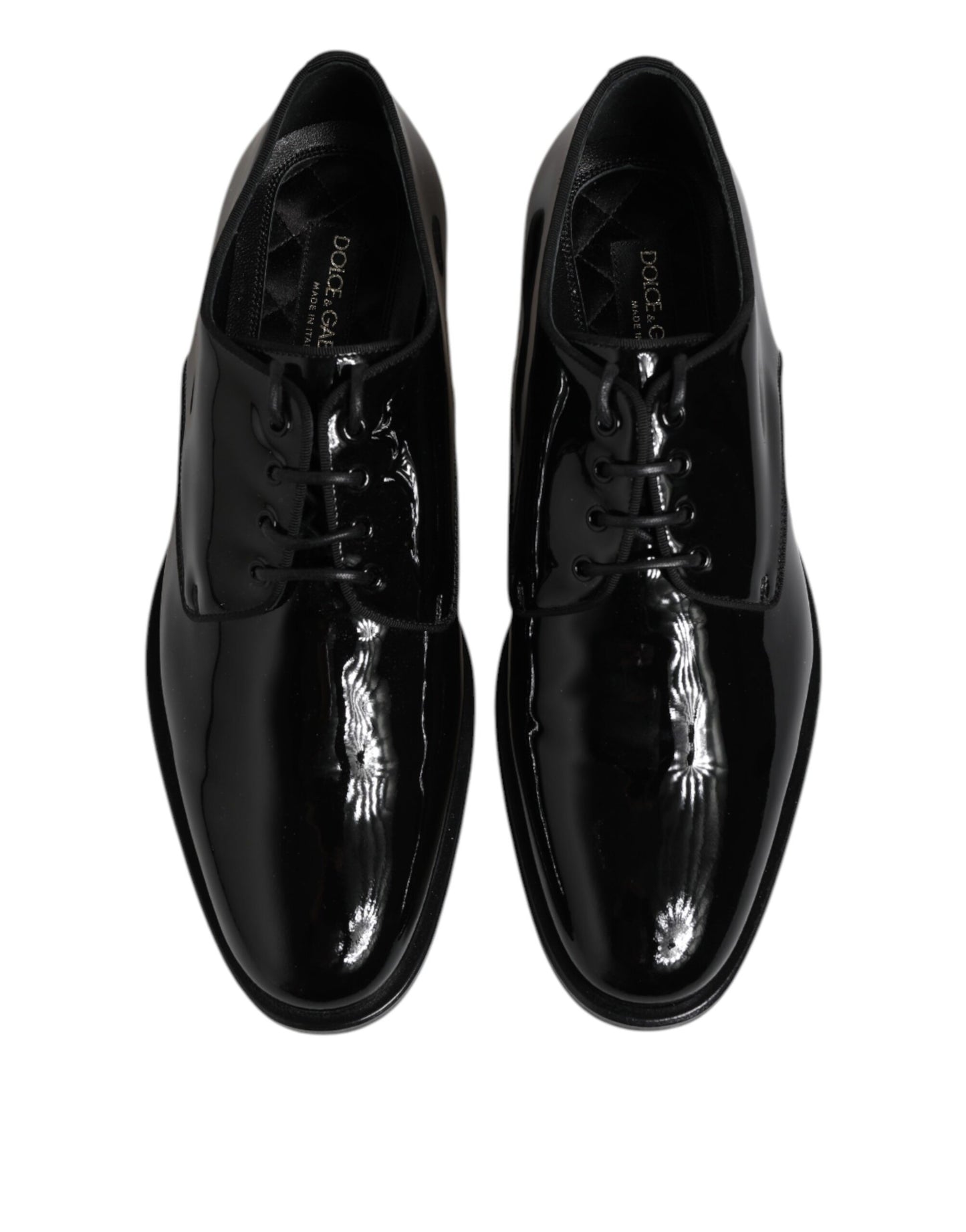 Dolce &amp; Gabbana – Derby-Schuhe aus schwarzem Lackleder für formelle Anlässe