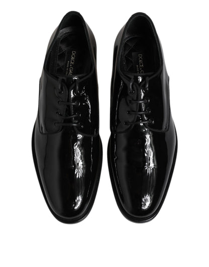 Dolce &amp; Gabbana – Derby-Schuhe aus schwarzem Lackleder für formelle Anlässe
