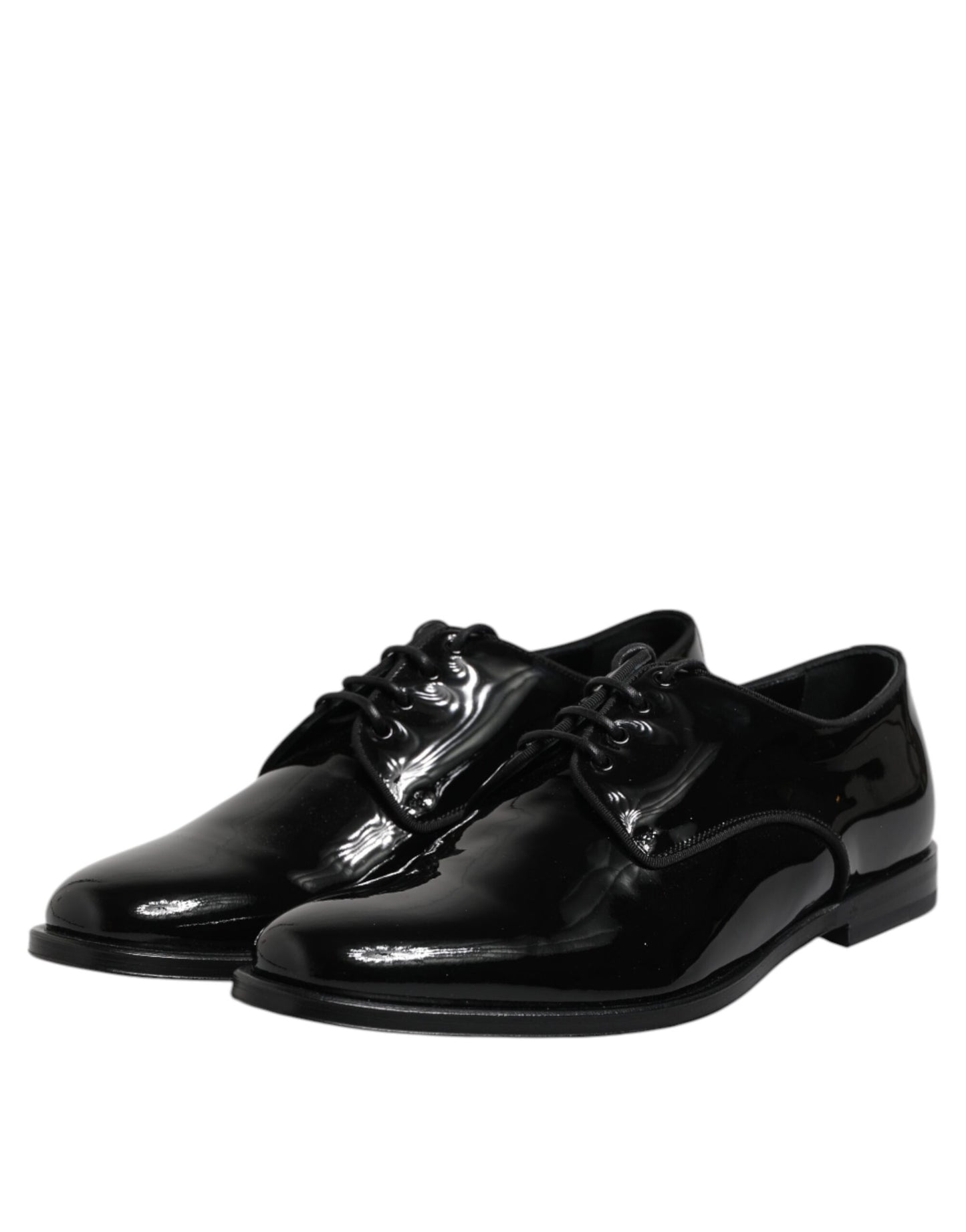 Dolce &amp; Gabbana – Derby-Schuhe aus schwarzem Lackleder für formelle Anlässe