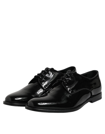 Dolce &amp; Gabbana – Derby-Schuhe aus schwarzem Lackleder für formelle Anlässe