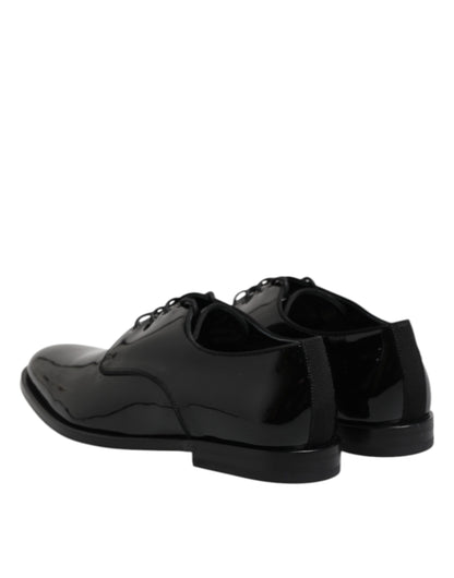Dolce &amp; Gabbana – Derby-Schuhe aus schwarzem Lackleder für formelle Anlässe