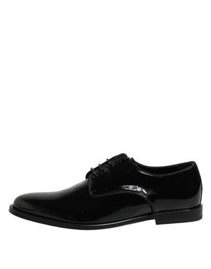 Dolce &amp; Gabbana – Derby-Schuhe aus schwarzem Lackleder für formelle Anlässe