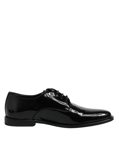 Dolce &amp; Gabbana – Derby-Schuhe aus schwarzem Lackleder für formelle Anlässe
