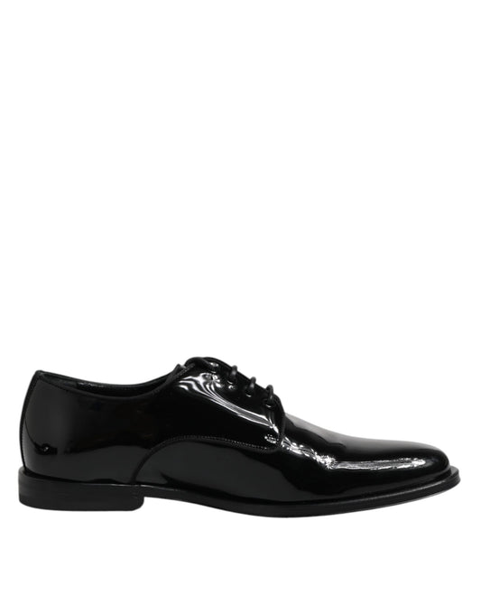 Dolce &amp; Gabbana – Derby-Schuhe aus schwarzem Lackleder für formelle Anlässe