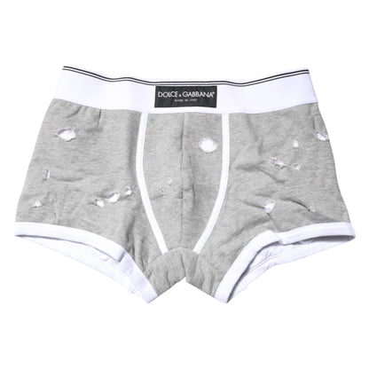 Dolce &amp; Gabbana – Graue Boxershorts aus Baumwollstretch in regulärer Passform