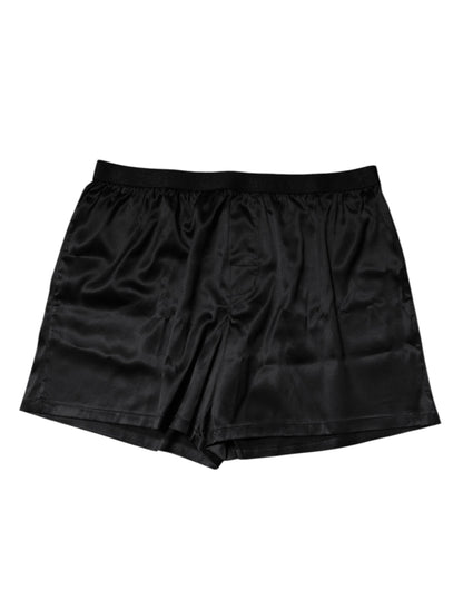 Dolce &amp; Gabbana Schwarze Seide Regular Herren Boxershorts Unterwäsche