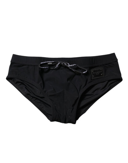 Dolce &amp; Gabbana Schwarzes Logo-Schild für Herren, Strandmode, Badehose