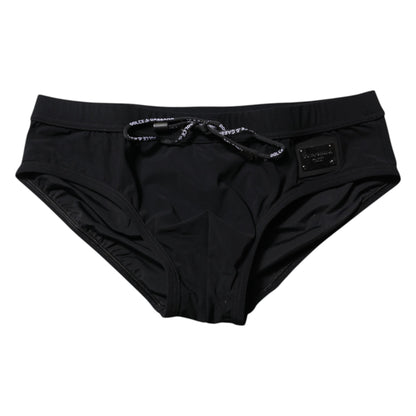 Dolce &amp; Gabbana Schwarzes Logo-Schild für Herren, Strandmode, Badehose