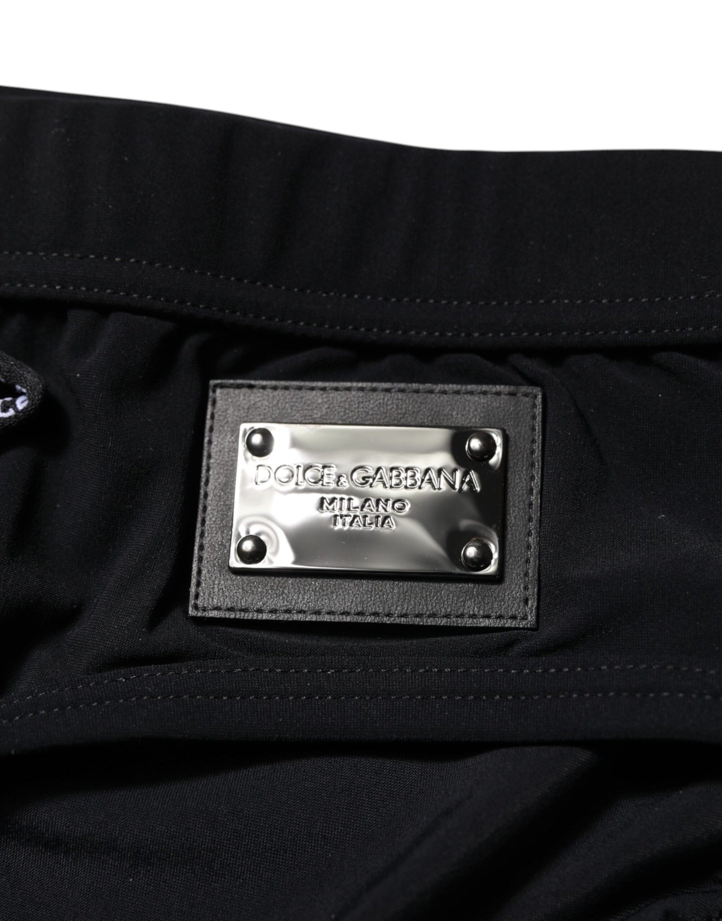 Dolce &amp; Gabbana Schwarzes Logo-Schild für Herren, Strandmode, Badehose