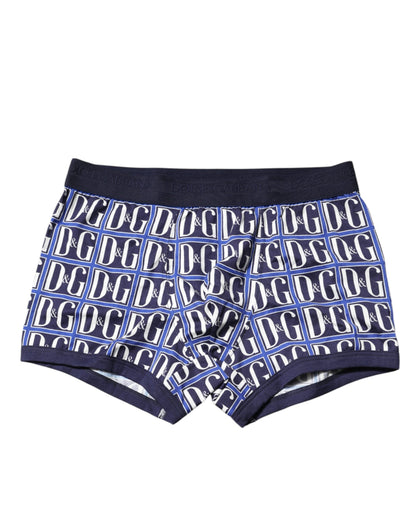 Dolce &amp; Gabbana – Boxershorts in regulärer Passform mit blauem Logo-Print