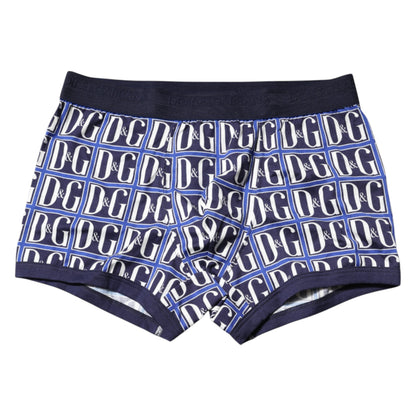 Dolce &amp; Gabbana – Boxershorts in regulärer Passform mit blauem Logo-Print