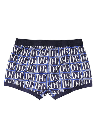 Dolce &amp; Gabbana – Boxershorts in regulärer Passform mit blauem Logo-Print