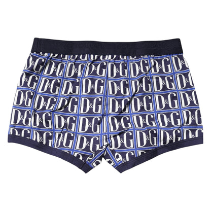 Dolce &amp; Gabbana – Boxershorts in regulärer Passform mit blauem Logo-Print