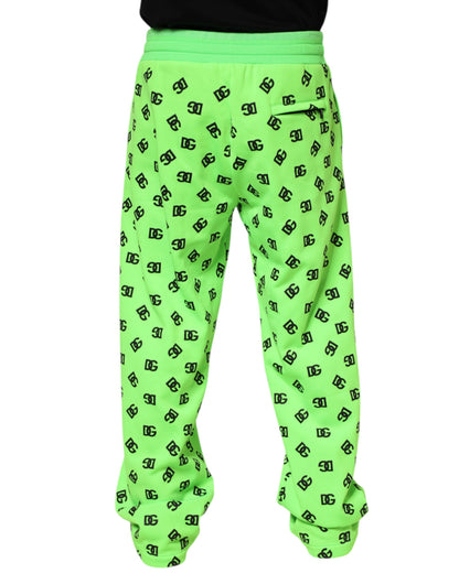 Dolce & Gabbana Green Logo Print Jogger Men Sweatpants Pants