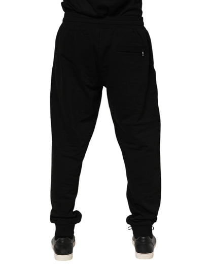 Dolce &amp; Gabbana Schwarze Jogginghose aus Baumwolle mit Logoband für Herren