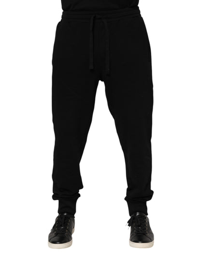 Dolce & Gabbana Black Cotton Crown Jogger Sweatpants Pants