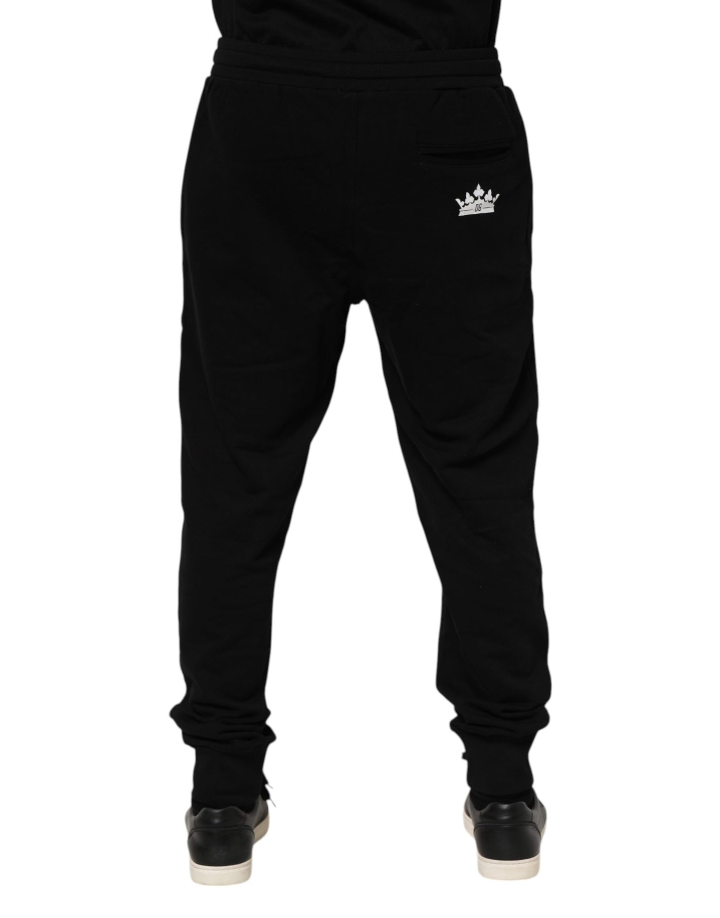 Dolce & Gabbana Black Cotton Crown Jogger Sweatpants Pants