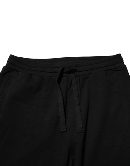 Dolce & Gabbana Black Cotton Crown Jogger Sweatpants Pants