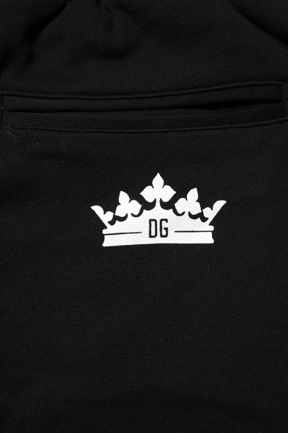 Dolce & Gabbana Black Cotton Crown Jogger Sweatpants Pants