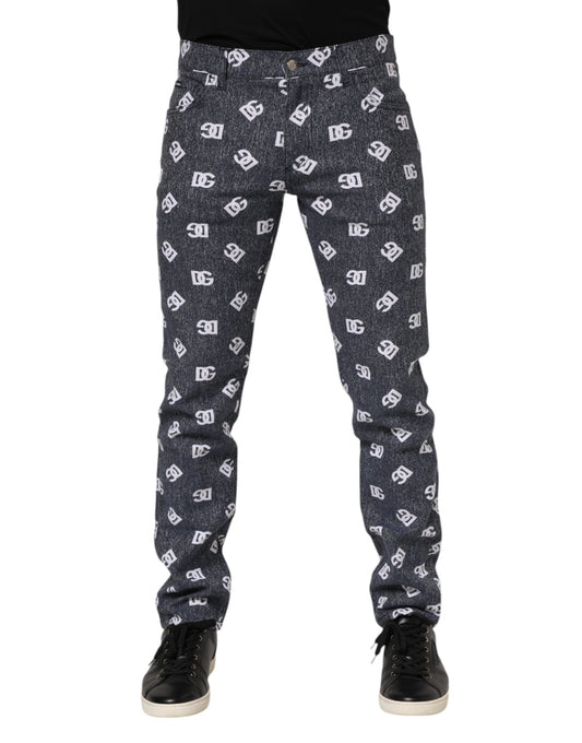Dolce &amp; Gabbana Dunkelgraue Skinny-Jeans aus Baumwolle mit Logo