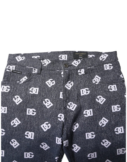 Dolce &amp; Gabbana Dunkelgraue Skinny-Jeans aus Baumwolle mit Logo