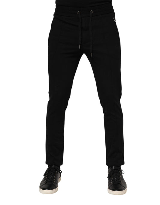 Dolce &amp; Gabbana Schwarze Viskose-Jogginghose mit Kordelzug für Herren