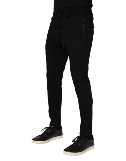 Dolce &amp; Gabbana Schwarze Viskose-Jogginghose mit Kordelzug für Herren