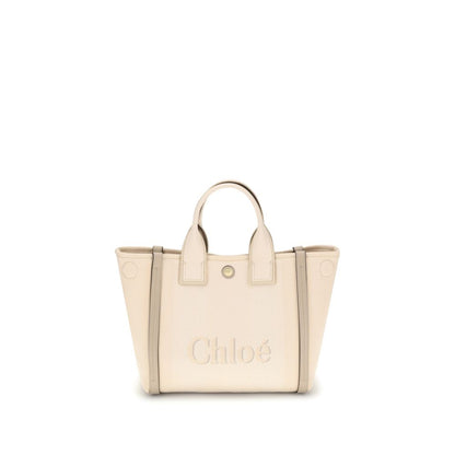 Chloé Schultertasche aus beigefarbener Baumwolle
