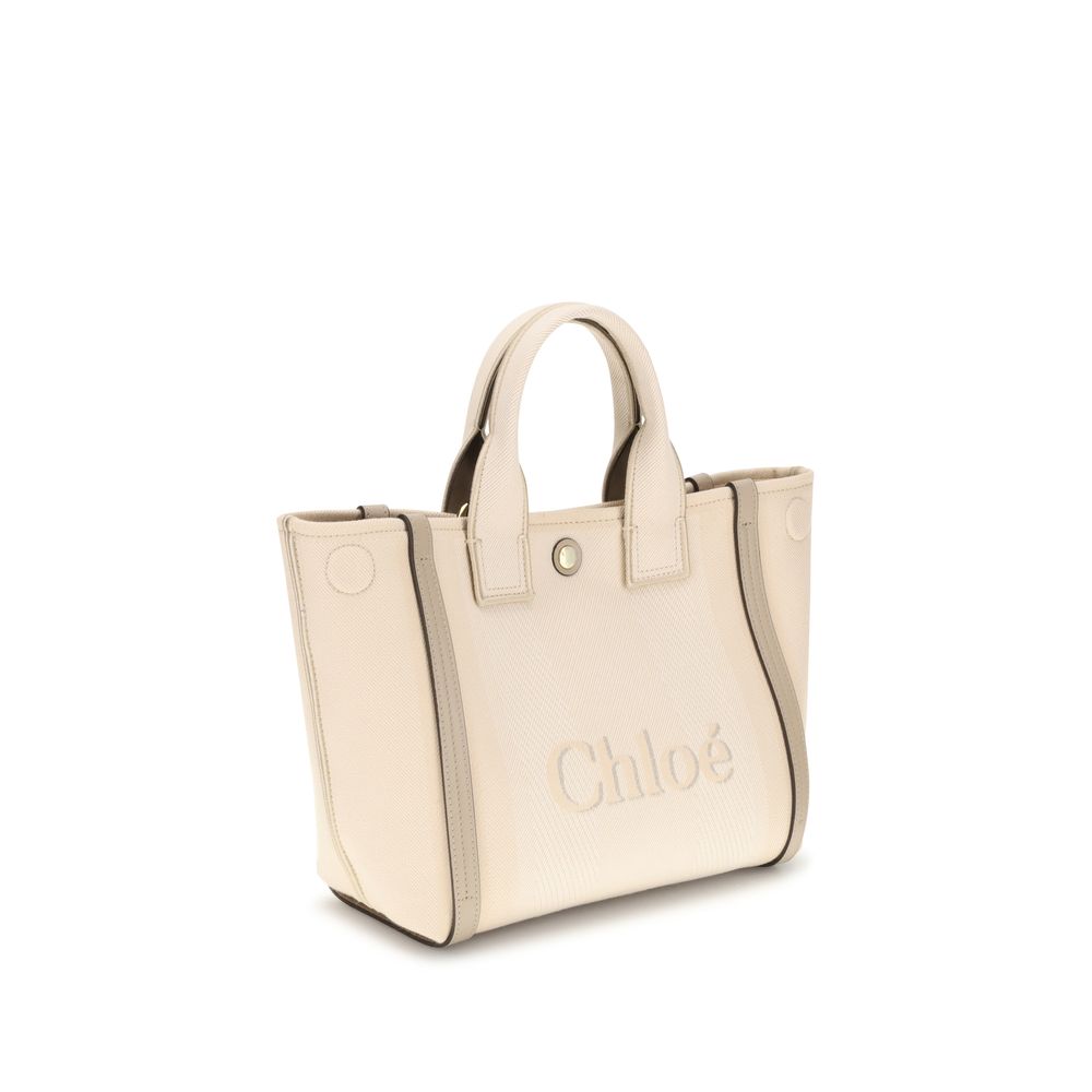 Chloé Schultertasche aus beigefarbener Baumwolle