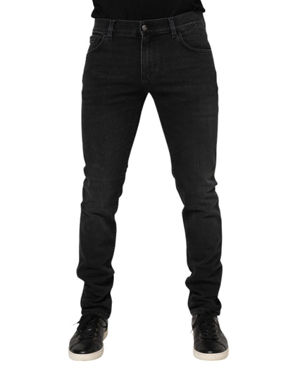Dolce &amp; Gabbana – Schwarze Skinny-Jeans aus verwaschener Baumwolle