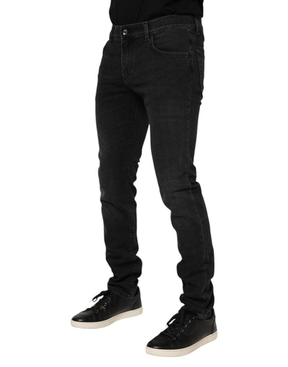 Dolce &amp; Gabbana – Schwarze Skinny-Jeans aus verwaschener Baumwolle