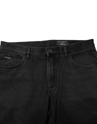 Dolce &amp; Gabbana – Schwarze Skinny-Jeans aus Baumwolle mit Logo-Schild