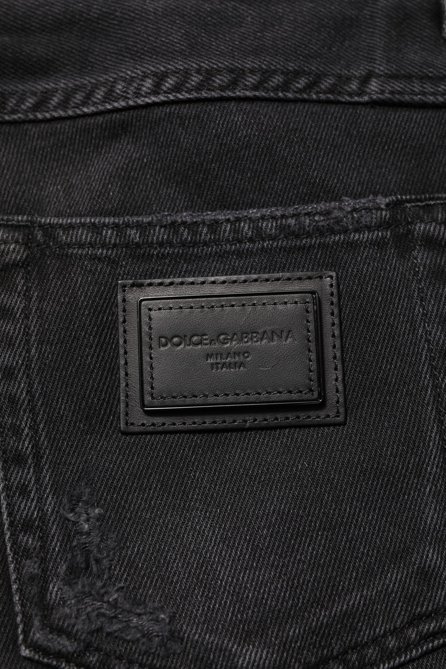 Dolce &amp; Gabbana – Schwarze Skinny-Jeans aus Baumwolle mit Logo-Schild