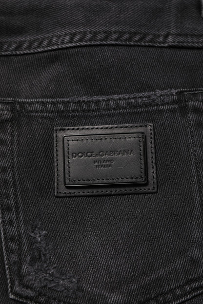 Dolce &amp; Gabbana – Schwarze Skinny-Jeans aus Baumwolle mit Logo-Schild