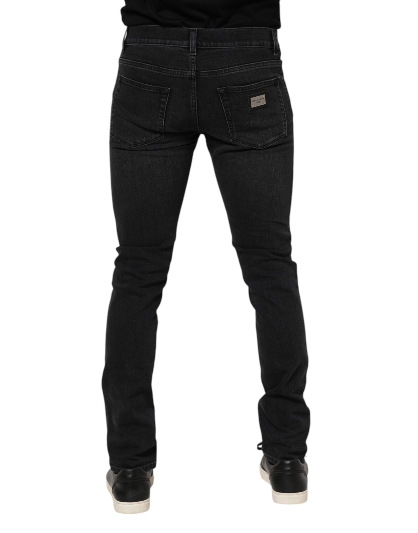 Dolce &amp; Gabbana – Schwarze Skinny-Jeans aus verwaschener Baumwolle