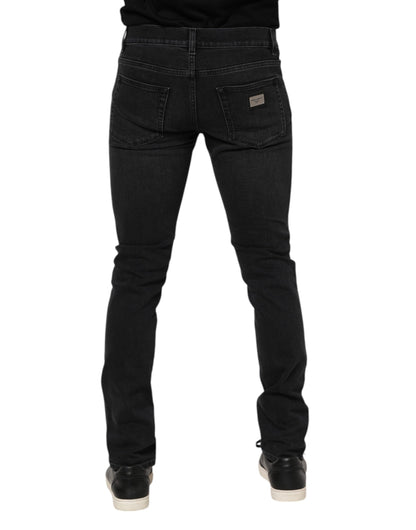 Dolce &amp; Gabbana – Schwarze Skinny-Jeans aus verwaschener Baumwolle