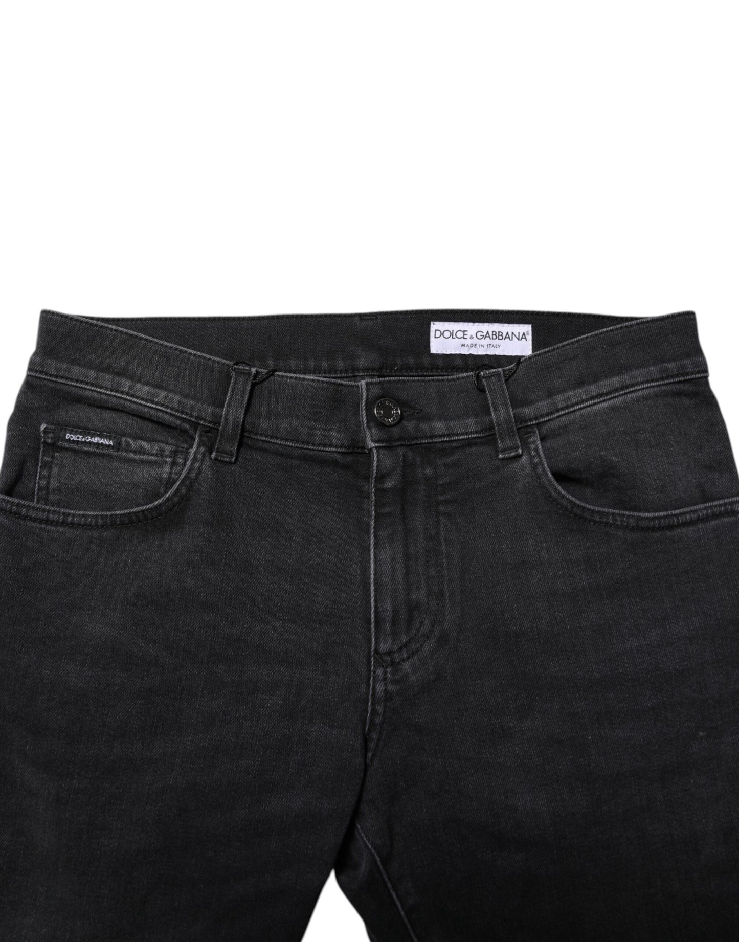 Dolce &amp; Gabbana – Schwarze Skinny-Jeans aus verwaschener Baumwolle