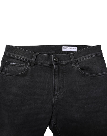 Dolce &amp; Gabbana – Schwarze Skinny-Jeans aus verwaschener Baumwolle