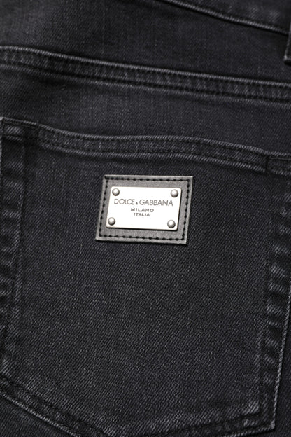 Dolce &amp; Gabbana – Schwarze Skinny-Jeans aus verwaschener Baumwolle