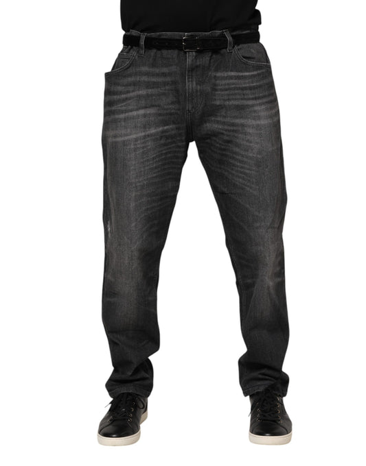 Dolce &amp; Gabbana Graue Jeans aus gewaschener Baumwolle mit lockerem Schnitt