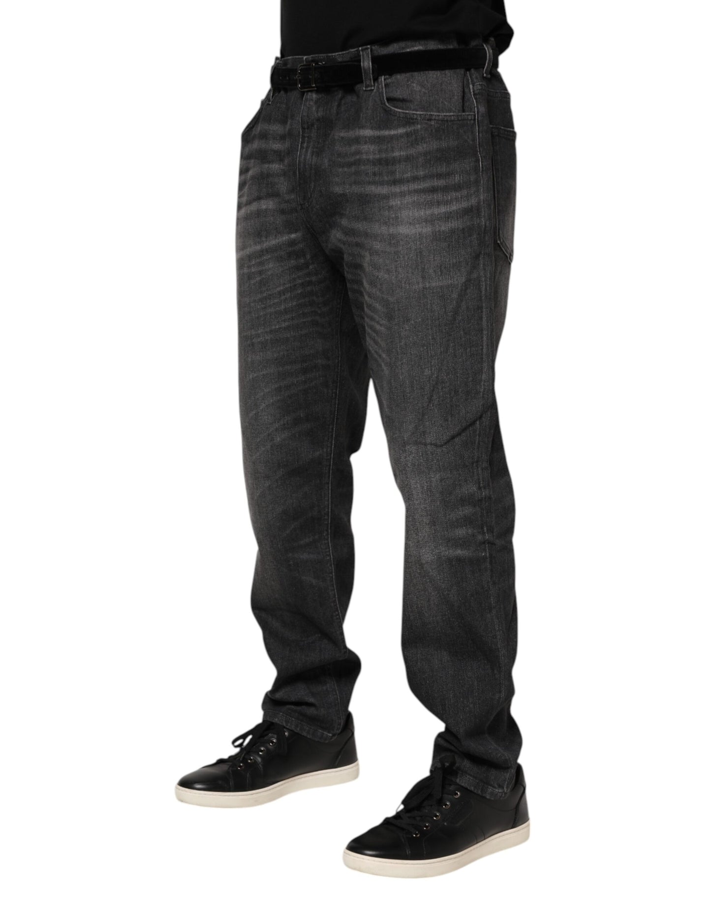Dolce &amp; Gabbana Graue Jeans aus gewaschener Baumwolle mit lockerem Schnitt